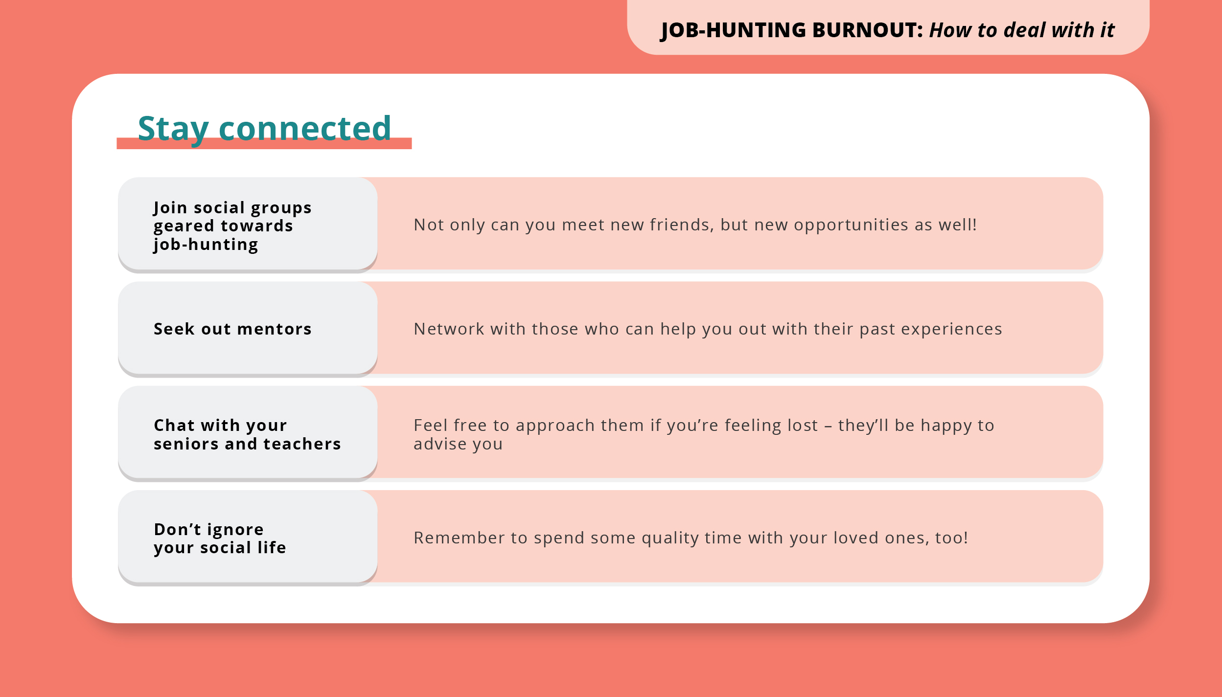 Job-hunting burnout_How to deal with it_Stay connected